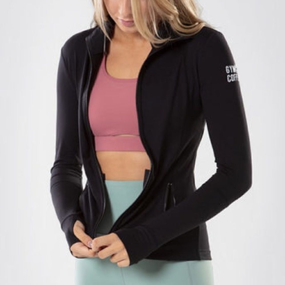 Gym + Coffee Women’s Black Upside Zip 2.0 Fitted Jacket Size XS